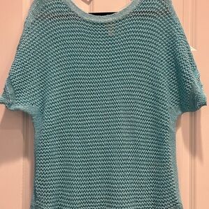 Blue Knit Short Sleeve Top